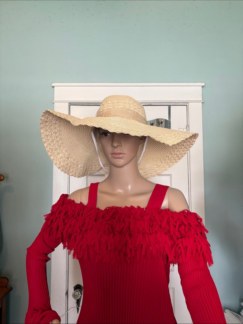 Wide Brim Straw Sun Hat - Natural OSFM